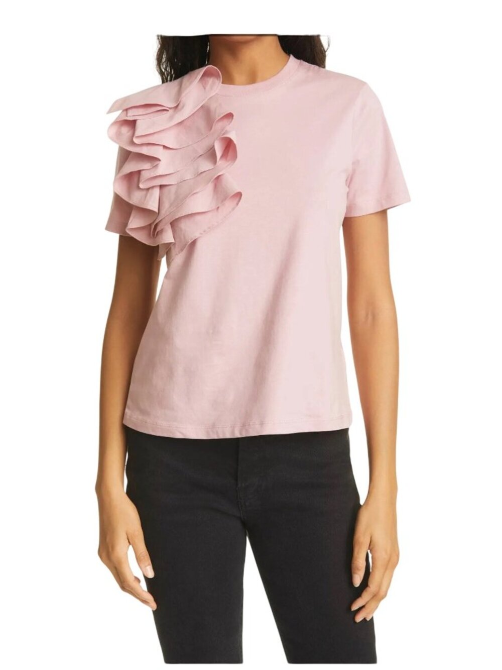 Ted Baker London Frill Ruffle Cotton Top Pink Size 2 / US 6 Short Sleeve Tee